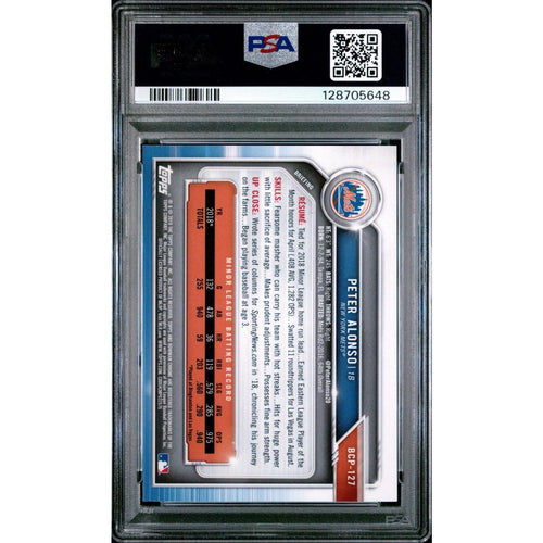 2019 Bowman Prospects Pete Alonso Yellow Refractor /75 #127 PSA 9