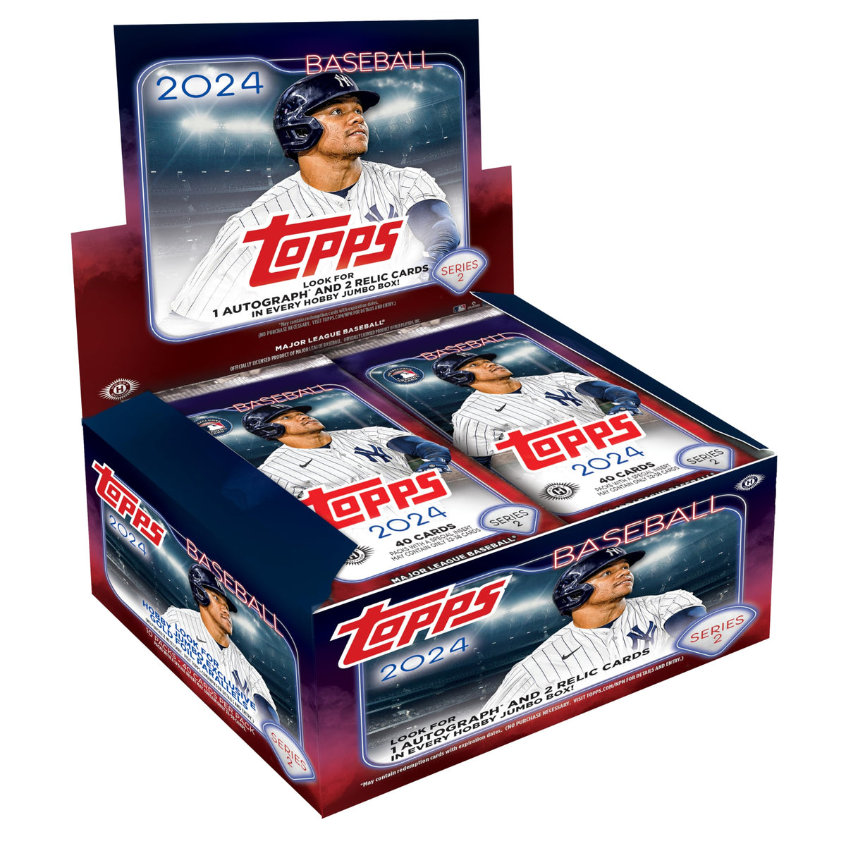 2024 Topps Series 2 MLB Baseball Hobby Jumbo Trading Card 1 Autograph + 2 Relic Cards per Box