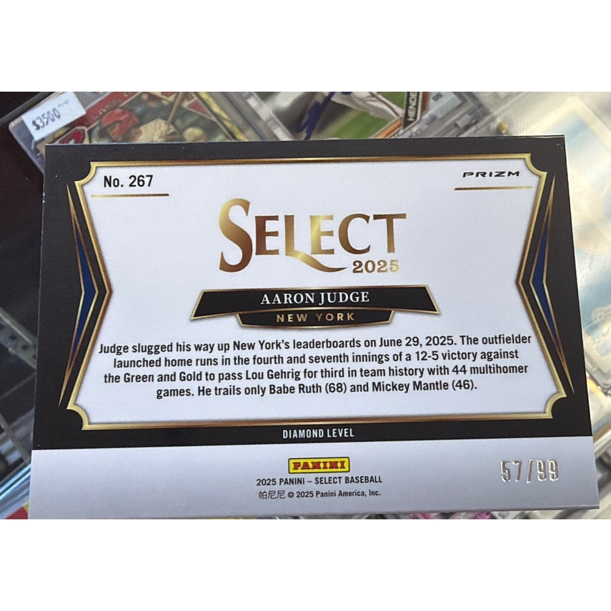 2025 Panini Select Aaron Judge Diamond Level Blue Pulsar /99 #267
