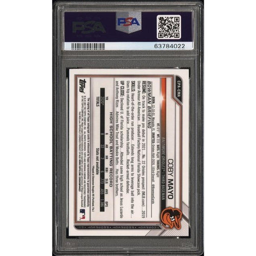 2021 Bowman Chrome Coby Mayo Purple Refractor Auto /250 PSA 9