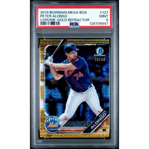 2019 Bowman Mega Box Pete Alonso Gold Refractor /50 #127 PSA 9